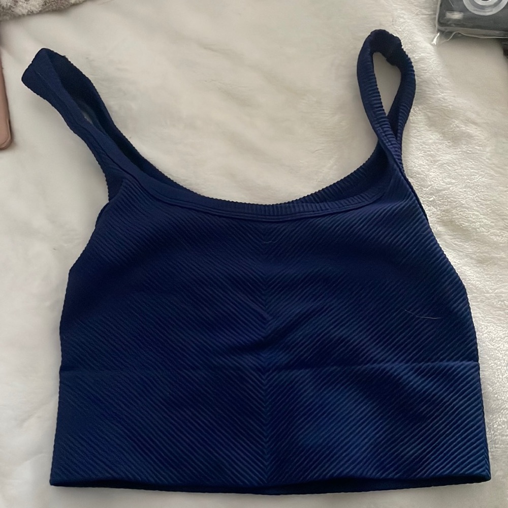 NAVY BLUE SPORTS BRA TANK ( SPILL THE TEA TANK) ( NIKKIBIKKI)